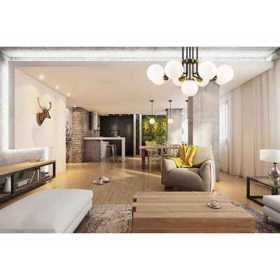 Parsons 32" Matte Black and Brass 9-Light Chandelier