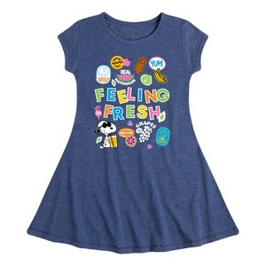 Girls' - Peanuts - Feeling Fresh Fit & Flair Cap Sleeve Graphic Dress - 1 of 4
