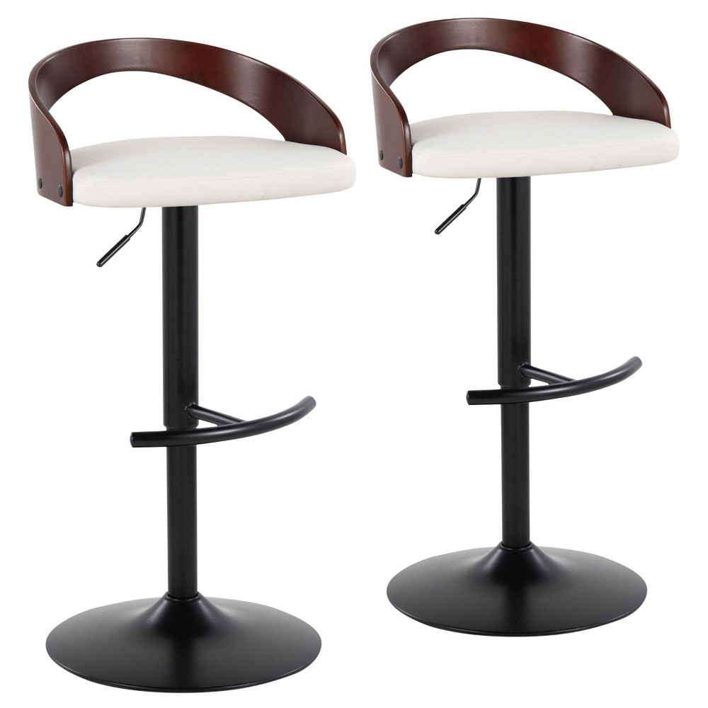 Photos - Chair LumiSource Set of 2 Grotto Adjustable Swivel Barstools Black/Cherry/White