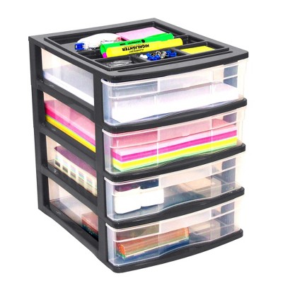 Gracious Living Clear Mini 3 Drawer Desk and Office Organizer with Top  Storage for Storing Cosmetics, Arts, Crafts, and Stationery Items, White