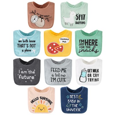 The Peanutshell Hello Sunshine 10-Pack Terry Bibs in Teal, Aqua and Navy
