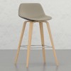 PAGED Bar Stools Set of 2, Modern Wooden Linen Fabric Counter Height Bar Chair with Curved Back for Bar, Kitchen, Dining Room - 3 of 4