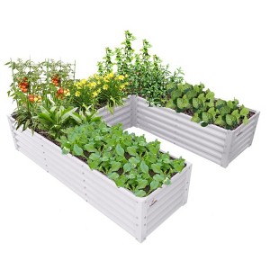 Anybear 6x6x1.5ft Antique White Galvanized U-Shaped Garden Bed - 1 of 4