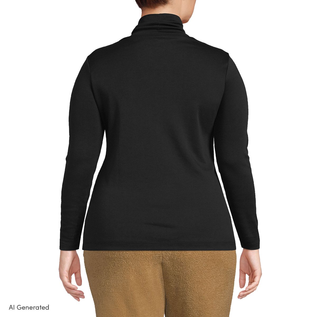 Lands' End Women's Supima Cotton Fitted Long Sleeve Turtleneck - thumbnail 2