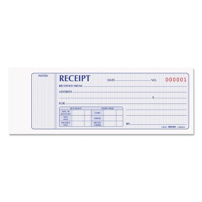 Rediform Receipt Book 2 3/4 x 7 Carbonless Duplicate 100 Sets/Book 8L800