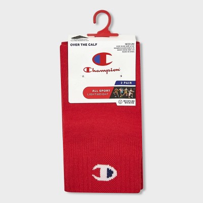 Champion All Sport Performance Over the Calf Socks 2pk - Red M