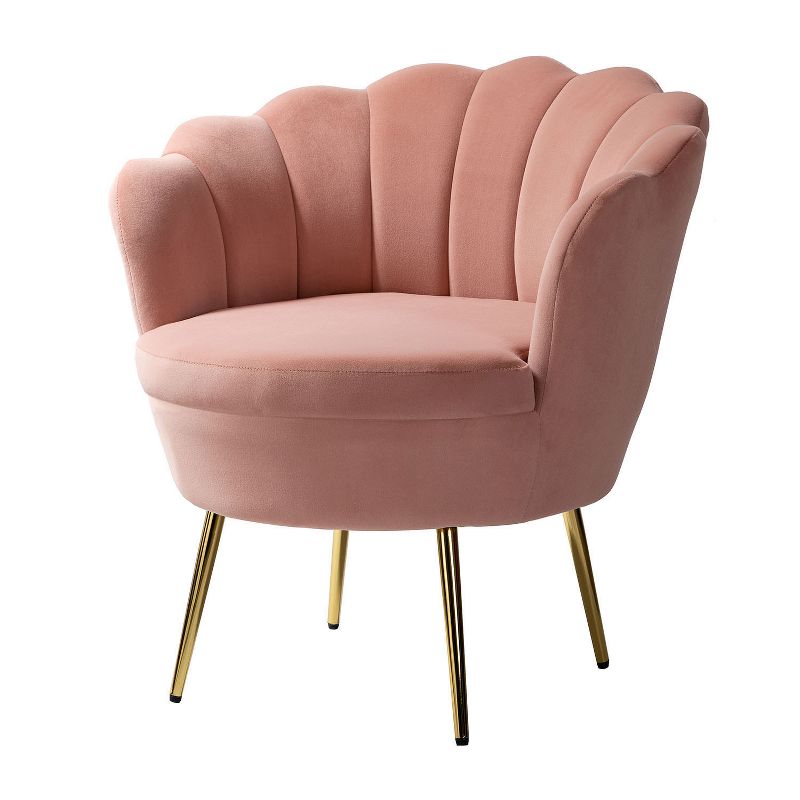 Yves Living Room Accent Chair Comfy Barrel Chair with Golden Metal Legs | Karat Home, 3 of 12