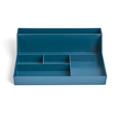 TRU RED 6-Compartment Plastic Desktop Organizer Teal TR55263