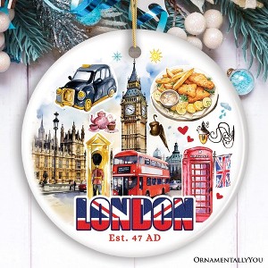 Classic London Artwork City Full of Landmarks Ornament, Vintage Souvenir of England| OrnamentallyYou - 1 of 4