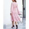 BLUEMING Womens V Neck Long Sleeve Peasant Dress Poet Sleeve Dress Surplice Shirred Waist Tiered Womens Fall Fashion, baby pink - L - 4 of 4