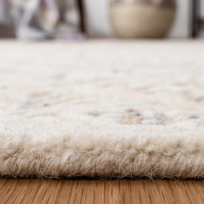 Ivory and Beige Hand-Tufted Wool Square Rug, 6'