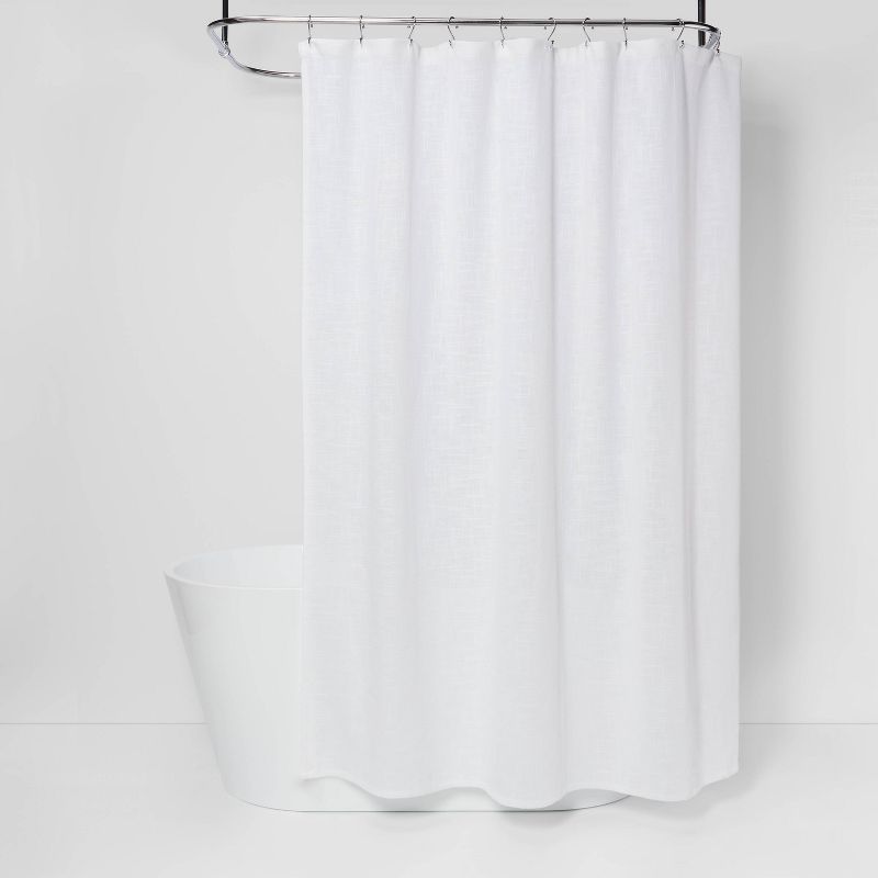 Woven Shower Curtain White - Threshold&#8482;, 1 of 8