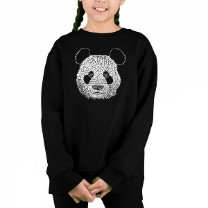LA Pop Art Panda - Girl's Word Art Crewneck Sweatshirt - 1 of 3