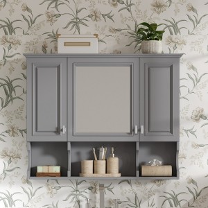 KWPZQEB Bathroom Wall Cabinet, Medicine Cabinet with 2 Door and Open Shelves, Over The Toilet Storage Cabinet for Living Room, Laundry - 1 of 4