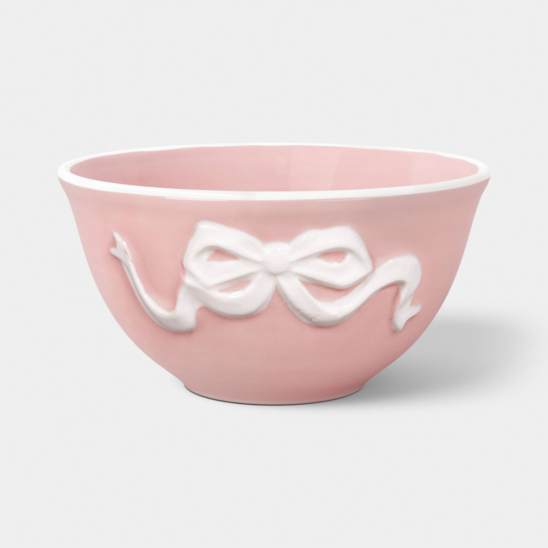 6.37 fl oz Stoneware Bow Mini Bowl Pink - Room Essentials™