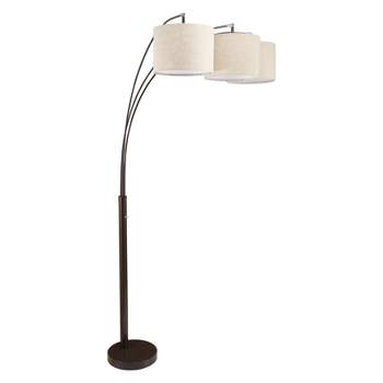 84" Traditional Arc Floor Lamp with 3 Shades (Includes CFL Light Bulb) Brown - Ore International