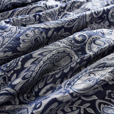 Navy Jacquard Paisley California King Cotton Comforter Set