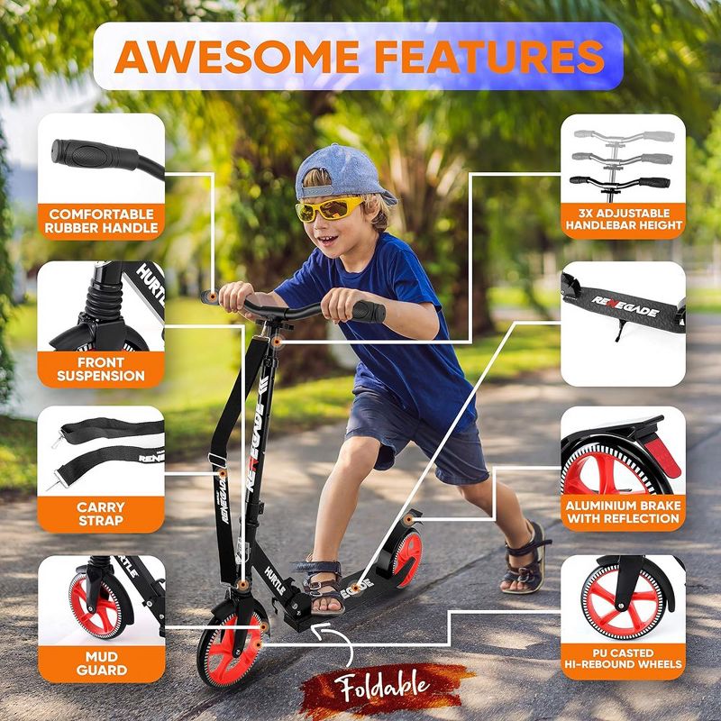 Hurtle Scooter – Scooter for Teenager , Kick Scooter – Black, 3 of 9