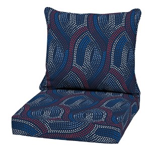 ARDEN Outdoor Deep Seat Cushion Set, 22 in x 24 in, Weather-Proof, Rain-Proof, Fade Resistant Patio Cushion Sapphire Liberty Mosaic - 1 of 4