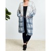 Women's Color Block Plaid Pattern Long Cardigan - DAVI & DANI - 4 of 4