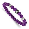 Chisel Stainless Steel Antiqued and Polished 8mm Purple Stone Beaded 7" Stretch Bracelet - 2 of 4