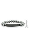 Steeltime Men's hematite and black ip stainless steel Our Father english prayer id beaded bracelet - 3 of 4