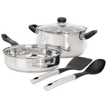 Oster Rametto 5 Piece Belly Shaped Stainless Steel Cookware Set in Silver