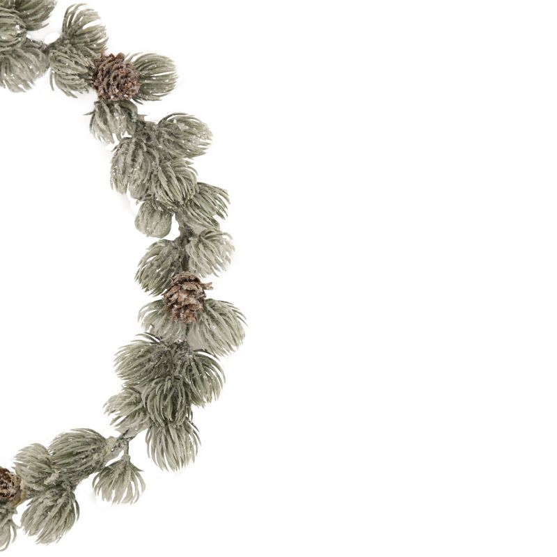 Northlight 12" Mini Frosted Pine Christmas Wreath with Pine Cones, 4 of 5