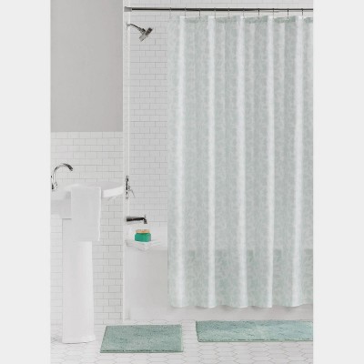 LunaLulinlk 15 Piece Shower Curtain Set, Green Leaves