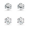 Steeltime Ladies set of 2pcs stainless steel and multi simulated diamond stud earrings - 2 of 4