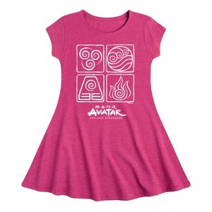 Girls' - Avatar: The Last Airbender - Four Elements Inverse Fit & Flair Cap Sleeve Dress - 1 of 4