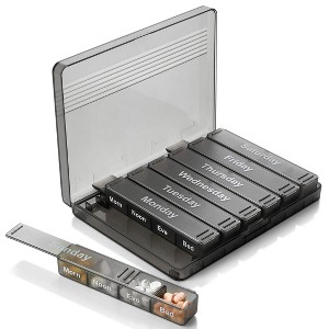 MEDca Weekly Pill Organizer – 7-Day Large AM/PM Pill Case with Removable 4 Times/Day Compartments and Easy-to-Read Labels - 1 of 4