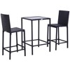 Resenkos 3pcs Rattan Bar Set, A Bar Height Table, Two Matching Stools, Glass, Rattan, Aluminum, Black - 2 of 4
