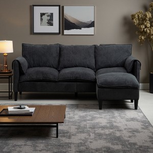Convertible 3-Seater L-Shaped Sectional Sofa with Storage Footstools - 1 of 4