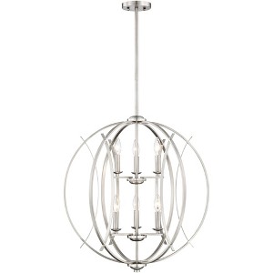 Possini Euro Design Spherical Brushed Nickel Large Chandelier 24" Wide Modern 6-Light Fixture for Dining Room House Foyer Kitchen Island Entryway Home - 1 of 4