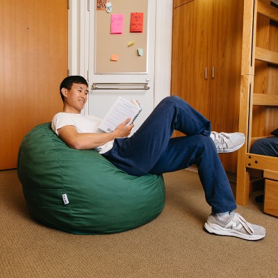 Medium Collegiate Green Recycled Denim Bean Bag Chair with Removable Cover
