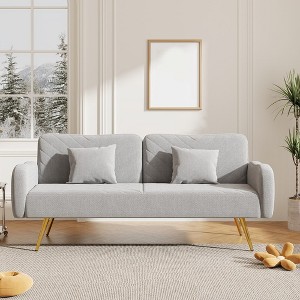 Home Theater Seating Modern Double Sofa With Adjustable Split Backrest 2 Throw Pillows Sofa Couches Upholstery Loveseat Sofa - 1 of 4