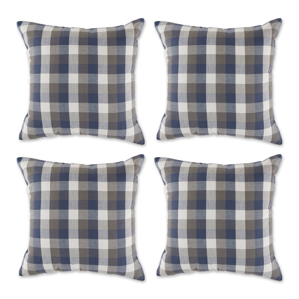 Photos - Pillowcase 4pk 18"x18" Semi Bleached Square Throw Pillow Covers Light Blue - Design I