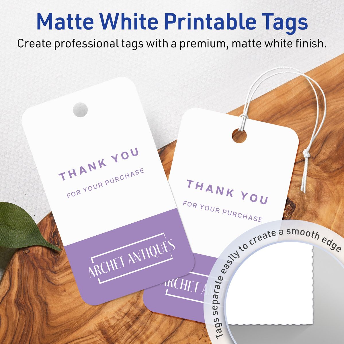 2" x 3-1/2" Rectangle Rounded Corners, Matte White Printable Tags - thumbnail 2