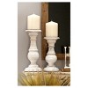 Set Of 3 Whitewashed Wooden Candle Holders Brown - Olivia & May : Target