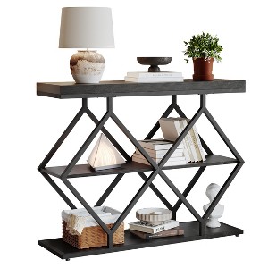 GustoWave Industrial 3-Tier Console Table with Metal Frame, Sofa Table with Storage Shelf for Entryway, Hallway, or Living Room - 1 of 4