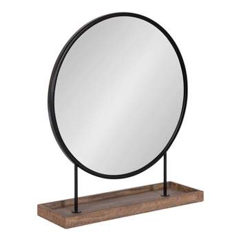 18" x 22" Maxfield Round Tabletop Mirror Black/Natural - Kate & Laurel All Things Decor