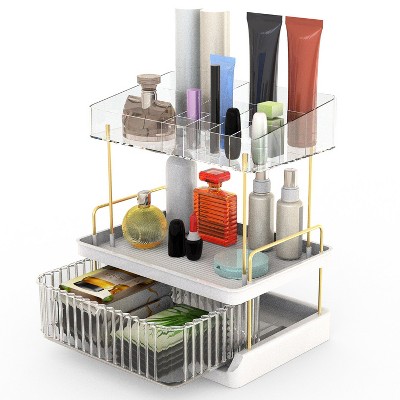 iMountek "3-Tier Makeup Organizer with Drawer for Vanity, Skincare, Lipsticks, Lotion, Perfume, and Masks" Clean