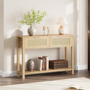 Coucheta Entryway Table with 2 Drawers, Boho Console Table with Storage, Wood Sofa Table for Living Room, Hallway, Foyer, Multiple Colors - 1 of 4