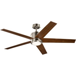 56" Kichler Brahm Brushed Stainless Steel LED Ceiling Fan with Remote - 1 of 2