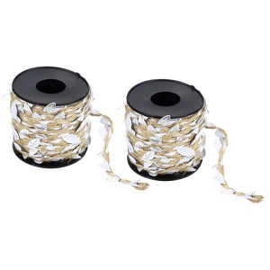 Unique Bargains Jungle Wedding Party Home Garden Decor Burlap Leaf Ribbon Braided Artificial Vine 2 Pcs - 1 of 4