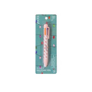 Yoobi Holiday Ballpoint Pen Pink Bow 6-Ink Click Pen 0.7mm Multicolor Stocking Stuffer - 1 of 4