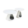 Marble-Look Top and Steel Round Coffee Tables Set of 2 with Integrated Cat Beds and Stylish Design - 4 of 4