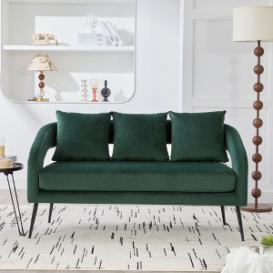 APRILSOUL53.7"Modern Upholstered Velvet Open Back Loveseat Settee with 3 Pillows, Small Comfy Sofa 2-Seater Mini Sofa - 1 of 4