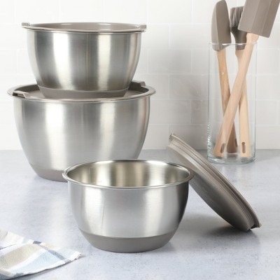 Rhinewell 6-Piece Stainless Steel Mixing Bowls with Lids and Non-Slip Base